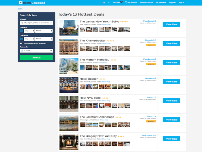Hotel booking sites
